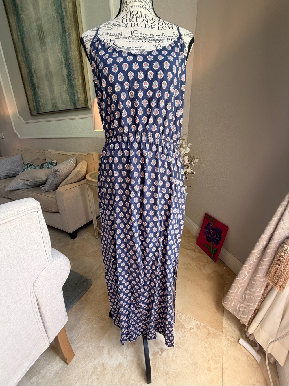 GUC | Sz Large | Gap Vintage Blue Medallion Boho Maxi Dress